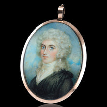 Load image into Gallery viewer, Antique Georgian Portrait Miniature Pendant 14K Gold Frame - c.1800
