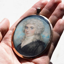 Load image into Gallery viewer, Antique Georgian Portrait Miniature Pendant 14K Gold Frame - c.1800
