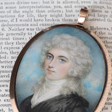 Load image into Gallery viewer, Antique Georgian Portrait Miniature Pendant 14K Gold Frame - c.1800
