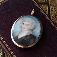 Load image into Gallery viewer, Antique Georgian Portrait Miniature Pendant 14K Gold Frame - c.1800
