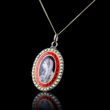 Load image into Gallery viewer, Antique Georgian Sepia Portrait Pendant Necklace 9K Gold c.1800
