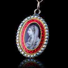 Load image into Gallery viewer, Antique Georgian Sepia Portrait Pendant Necklace 9K Gold c.1800
