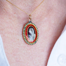 Load image into Gallery viewer, Antique Georgian Sepia Portrait Pendant Necklace 9K Gold c.1800
