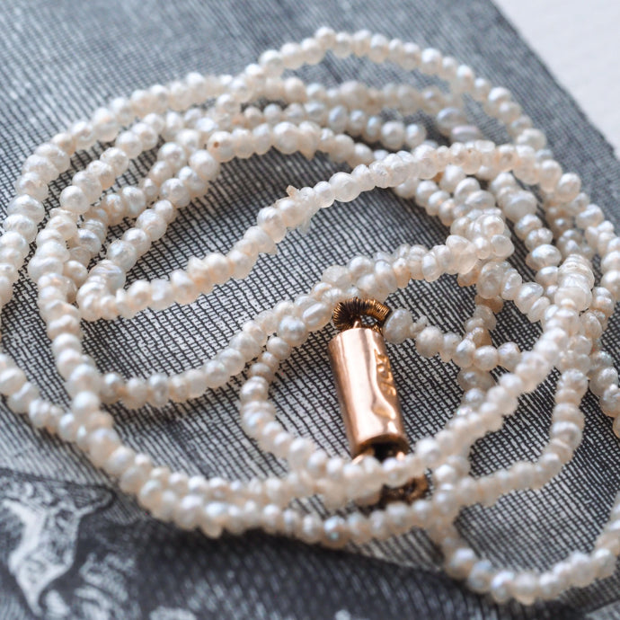 Antique Georgian Natural Seed Pearl Necklace 9ct Gold - c.1800