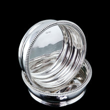 Load image into Gallery viewer, Antique Georgian Regency Solid Silver Coasters with Silver Base - William Eaton 1815
