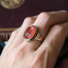 Load image into Gallery viewer, Antique 18K Gold Carnelian Intaglio Ring, Side Profile Gentleman - 19th century.

