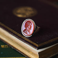 Load image into Gallery viewer, Antique 18K Gold Carnelian Intaglio Ring, Side Profile Gentleman - 19th century.
