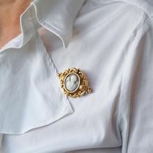 Load image into Gallery viewer, Antique Victorian Cherub Cameo Brooch 18K Gold Ornate Frame - c.1860
