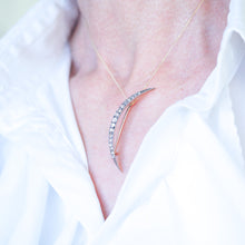 Load image into Gallery viewer, Antique Victorian Diamond Brooch Crescent 14K Gold - c.1890
