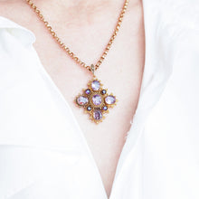 Load image into Gallery viewer, Antique Georgian 18K Gold Amethyst Pendant Necklace Cannetille - c.1820
