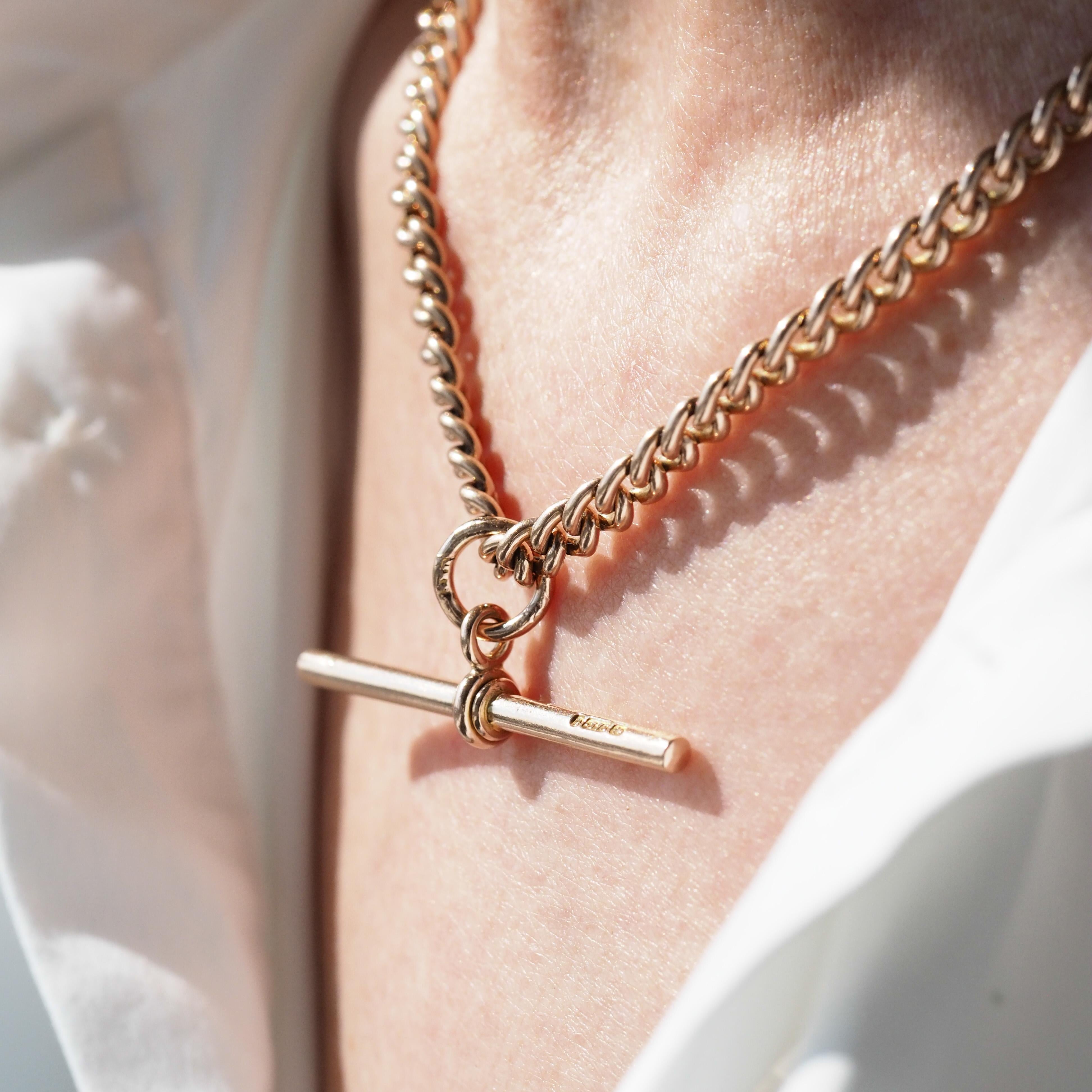 Gold albert chain with t bar online