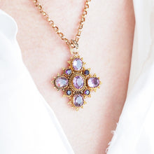 Load image into Gallery viewer, Antique Georgian 18K Gold Amethyst Pendant Necklace Cannetille - c.1820
