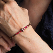 Load image into Gallery viewer, Antique Victorian/Edwardian Pink Garnet &amp; Seed Pearl Bangle 9K Gold - c.1900

