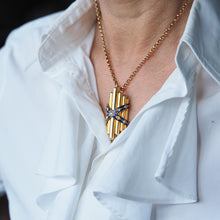 Load image into Gallery viewer, Antique Victorian 18K Gold Rose Cut Diamond &amp; Blue Enamel Pendant - c.1880
