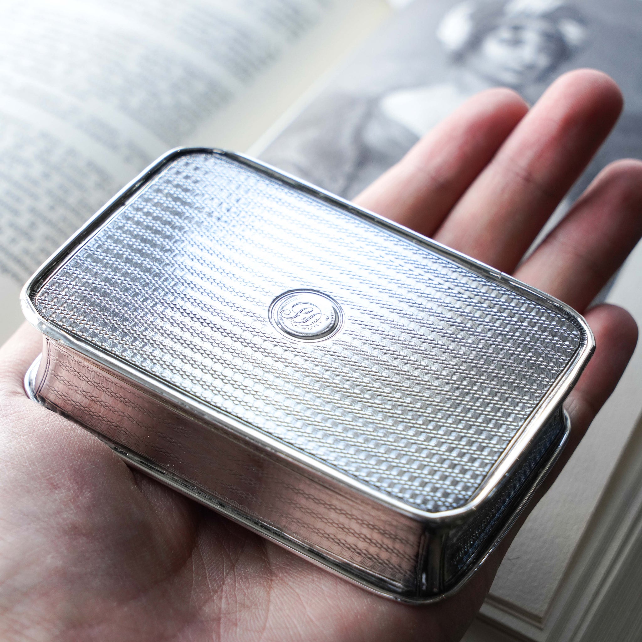 Large Antique Georgian Solid Silver Snuff Box with Engine Turned Motif ...