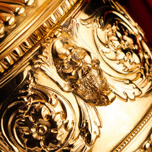 Load image into Gallery viewer, Antique Solid Silver Gilt Vase/Urn Pair with Figural Roman Classical Influences - George Nathan &amp; Ridley Hayes 1910
