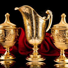 Load image into Gallery viewer, Antique Solid Silver Gilt Vase/Urn Pair with Figural Roman Classical Influences - George Nathan &amp; Ridley Hayes 1910
