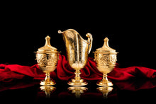 Load image into Gallery viewer, Antique Solid Silver Gilt Vase/Urn Pair with Figural Roman Classical Influences - George Nathan &amp; Ridley Hayes 1910
