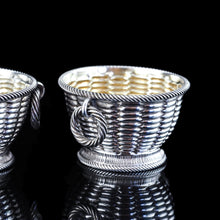 Load image into Gallery viewer, Antique Victorian Solid Silver Salts Basket Weave Design - Robert Hennell 1862
