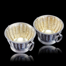 Load image into Gallery viewer, Antique Victorian Solid Silver Salts Basket Weave Design - Robert Hennell 1862
