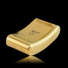 Load image into Gallery viewer, Antique Georgian Solid Silver Gilt Snuff Box Curved &amp; Crested Design - William Simpson 1810
