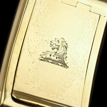 Load image into Gallery viewer, Antique Georgian Solid Silver Gilt Snuff Box Curved &amp; Crested Design - William Simpson 1810
