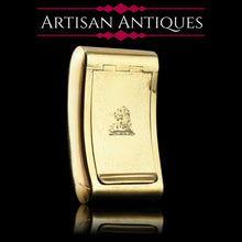 Load image into Gallery viewer, Antique Georgian Solid Silver Gilt Snuff Box Curved &amp; Crested Design - William Simpson 1810
