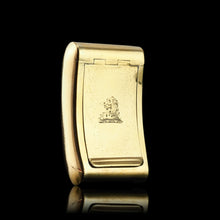 Load image into Gallery viewer, Antique Georgian Solid Silver Gilt Snuff Box Curved &amp; Crested Design - William Simpson 1810

