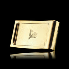 Load image into Gallery viewer, Antique Georgian Solid Silver Gilt Snuff Box Curved &amp; Crested Design - William Simpson 1810
