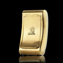 Load image into Gallery viewer, Antique Georgian Solid Silver Gilt Snuff Box Curved &amp; Crested Design - William Simpson 1810
