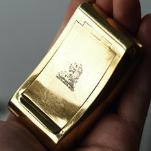 Load image into Gallery viewer, Antique Georgian Solid Silver Gilt Snuff Box Curved &amp; Crested Design - William Simpson 1810
