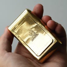 Load image into Gallery viewer, Antique Georgian Solid Silver Gilt Snuff Box Curved &amp; Crested Design - William Simpson 1810
