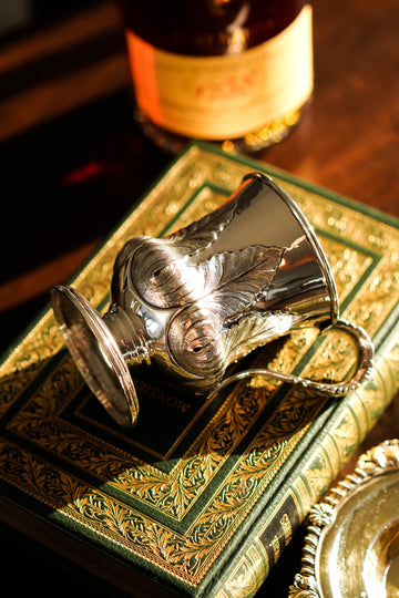 Antique Georgian Solid Silver Mug Cup with Chased Laurel Leaves