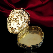 Load image into Gallery viewer, Antique Solid Silver Gilt Table Snuff Box, Rococo Motif and Meleager Boar Head Scene - 18th c.
