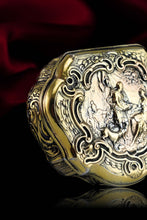 Load image into Gallery viewer, Antique Solid Silver Gilt Table Snuff Box, Rococo Motif and Meleager Boar Head Scene - 18th c.
