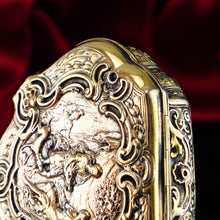 Load image into Gallery viewer, Antique Solid Silver Gilt Table Snuff Box, Rococo Motif and Meleager Boar Head Scene - 18th c.
