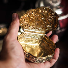 Load image into Gallery viewer, Antique Solid Silver Gilt Table Snuff Box, Rococo Motif and Meleager Boar Head Scene - 18th c.
