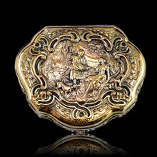 Load image into Gallery viewer, Antique Solid Silver Gilt Table Snuff Box, Rococo Motif and Meleager Boar Head Scene - 18th c.
