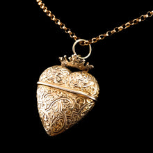 Load image into Gallery viewer, Antique Solid Silver Gilt Heart Shaped Box/Vinaigrette- 18th Century
