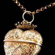 Load image into Gallery viewer, Antique Solid Silver Gilt Heart Shaped Box/Vinaigrette- 18th Century
