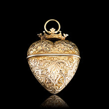 Load image into Gallery viewer, Antique Solid Silver Gilt Heart Shaped Box/Vinaigrette- 18th Century
