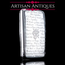 Load image into Gallery viewer, Antique Solid Silver Cigar Case with Indian Army Military Interest Records Hand Engraved - c.1890
