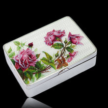 Load image into Gallery viewer, Antique Large Solid Silver Enamel Box Guilloche and Rose Design - Steinhart &amp; Co 1904
