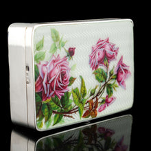 Load image into Gallery viewer, Antique Large Solid Silver Enamel Box Guilloche and Rose Design - Steinhart &amp; Co 1904
