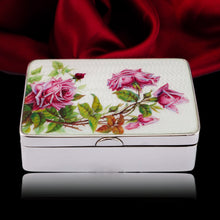 Load image into Gallery viewer, Antique Large Solid Silver Enamel Box Guilloche and Rose Design - Steinhart &amp; Co 1904
