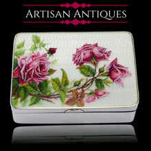 Load image into Gallery viewer, Antique Large Solid Silver Enamel Box Guilloche and Rose Design - Steinhart &amp; Co 1904
