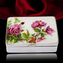 Load image into Gallery viewer, Antique Large Solid Silver Enamel Box Guilloche and Rose Design - Steinhart &amp; Co 1904
