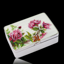 Load image into Gallery viewer, Antique Large Solid Silver Enamel Box Guilloche and Rose Design - Steinhart &amp; Co 1904
