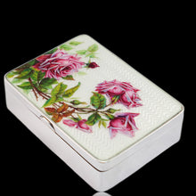 Load image into Gallery viewer, Antique Large Solid Silver Enamel Box Guilloche and Rose Design - Steinhart &amp; Co 1904
