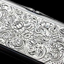 Load image into Gallery viewer, Antique Large Solid Silver Snuff Box Cartouche Shaped with Profuse Hand Engravings - London 1842
